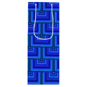 青ストライプい四角はかりで測形 ワインギフトバッグ (正面)