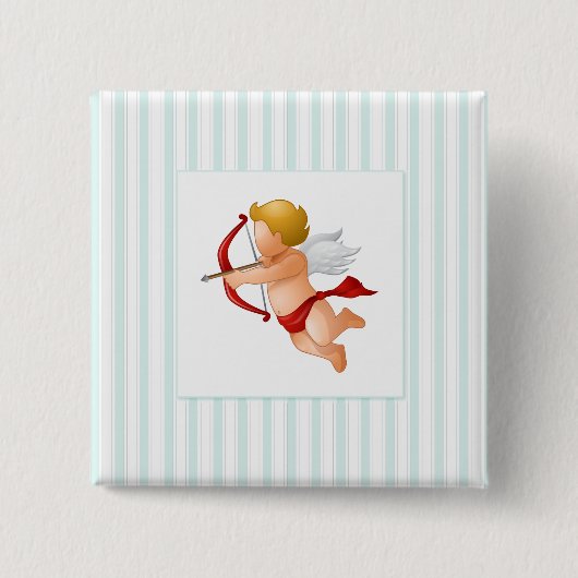 青ストライプい矢印 – キューピッド 缶バッジ (正面)