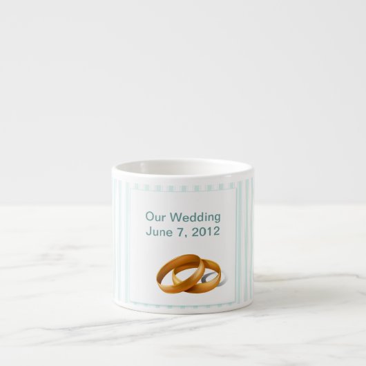 青ストライプい結婚リングや輪 エスプレッソカップ (正面)