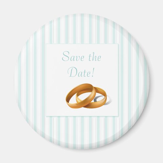 青ストライプい結婚リングや輪 マグネット (正面)