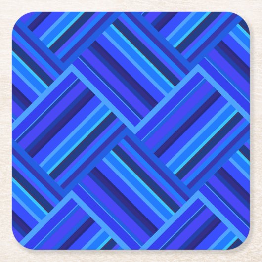 青ストライプい綾織り模様 スクエアペーパーコースター (正面)