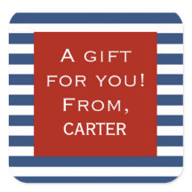 青ストライプい赤い枠のギフトパーソナライズされたステッカー