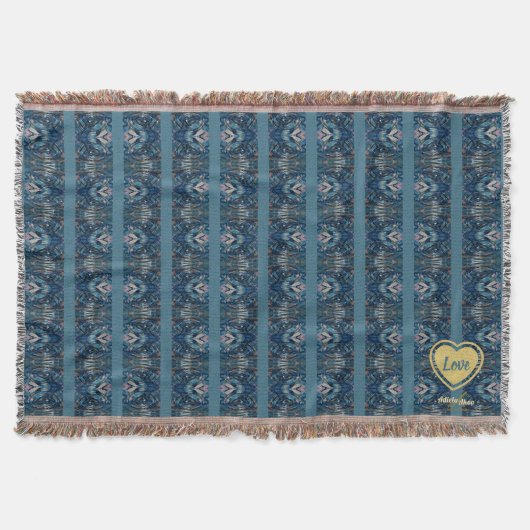 青ストライプいLOVEアディエラ・アコーによる装飾スロー – スローブランケット (正面)