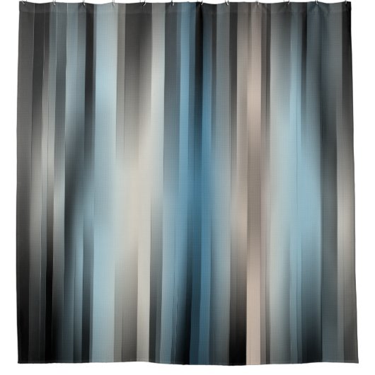 青ストライプとベージュの シャワーカーテン (正面)