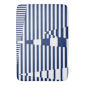青ストライプと白のストライプ バスマット (正面縦)