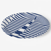 青ストライプと白のストライプ ペーパープレート (アングル)