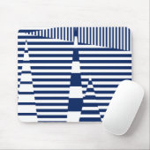 青ストライプと白のストライプ マウスパッド (マウス)