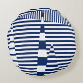 青ストライプと白のストライプ ラウンドクッション (裏面)