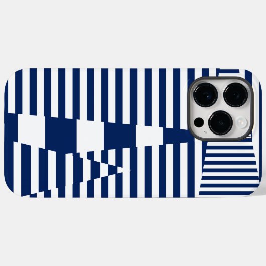 青ストライプと白のストライプ Case-Mate iPhoneケース (裏面 (横))