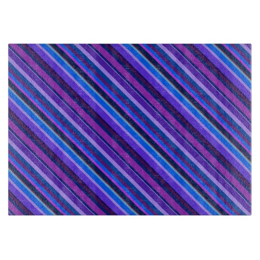 青ストライプと紫の対角線 カッティングボード (正面)