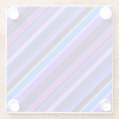 青ストライプと紫の対角線 ガラスコースター (裏面)