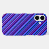 青ストライプと紫の対角線 Case-Mate iPhoneケース (裏面 (横))