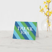 青ストライプのと緑の折り畳み感謝ノートカード カード (黄色い花)