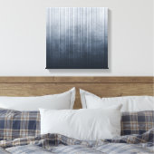 青ストライプのエレガント灰色の白い素朴な抽象芸術 キャンバスプリント (インサイチュ (寝室))