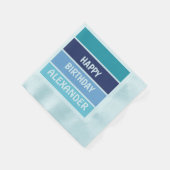 青ストライプの幸せ誕生日 縁ありカクテルナプキン (角)