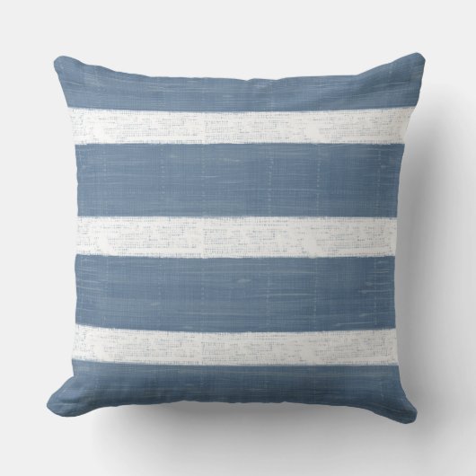 青ストライプの枕 クッション (正面)
