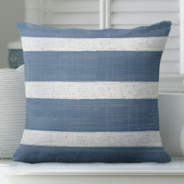 青ストライプの枕 クッション