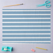 青ストライプの白ティッシュデコページ紙 薄葉紙 (クラフト)