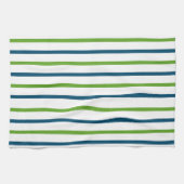 青ストライプの緑 キッチンタオル (横)