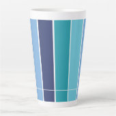 青ストライプの カフェラテマグ (正面)