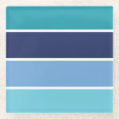 青ストライプの ガラスコースター (正面)