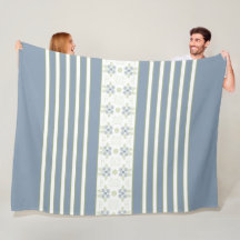 青ストライプフローラアクセント付き白色