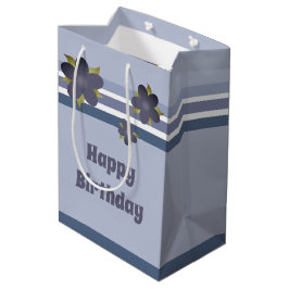 青ストライプフローラ中抱き枕 ミディアムペーパーバッグ