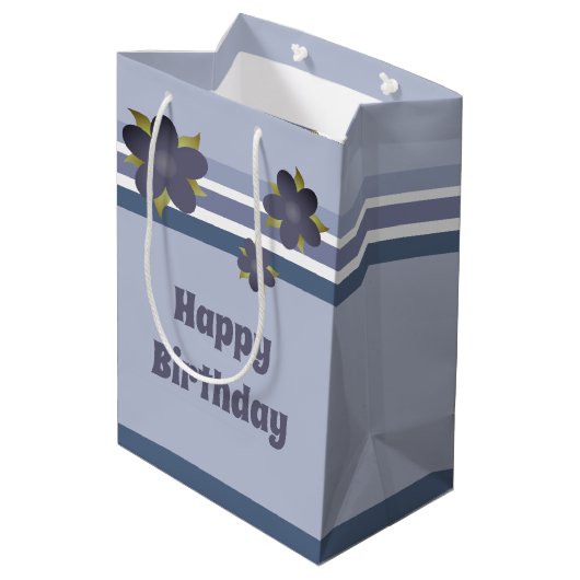 青ストライプフローラ中抱き枕 ミディアムペーパーバッグ (裏面アングル)