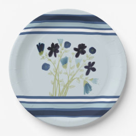 青ストライプフローラ ペーパープレート