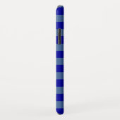 青ストライプモノグラムの Case-Mate iPhoneケース (裏面/右)