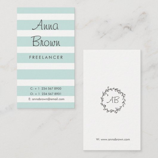 青ストライプリース 名刺 (正面/裏面)