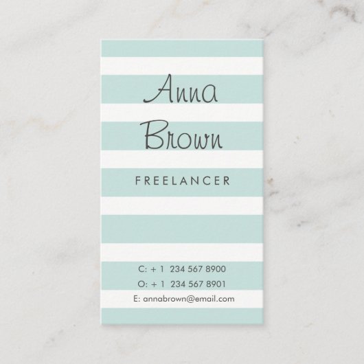 青ストライプリース 名刺 (正面)