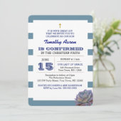 青ストライプ吸汁確認招待状 招待状 (スタンド正面)