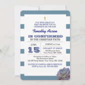 青ストライプ吸汁確認招待状 招待状 (正面)