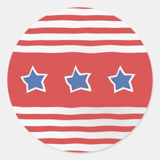 青ストライプ星の白動揺して色 ラウンドシール (正面)