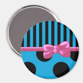 青ストライプ水玉模様,青い線点々のある, マグネット (正面/裏面)