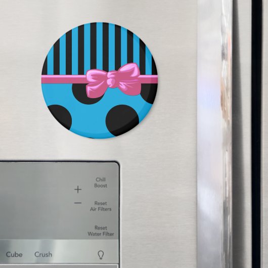 青ストライプ水玉模様,青い線点々のある, マグネット (インサイチュ (冷蔵庫))