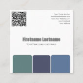 青ストライプ緑の調和カラーパレットQRコード スクエア名刺 (裏面)