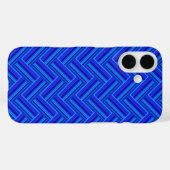 青ストライプ織りパターン Case-Mate iPhoneケース (裏面 (横))