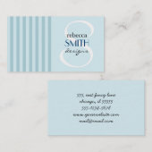 青ストライプ色のストライプのパターン 名刺 (正面/裏面)