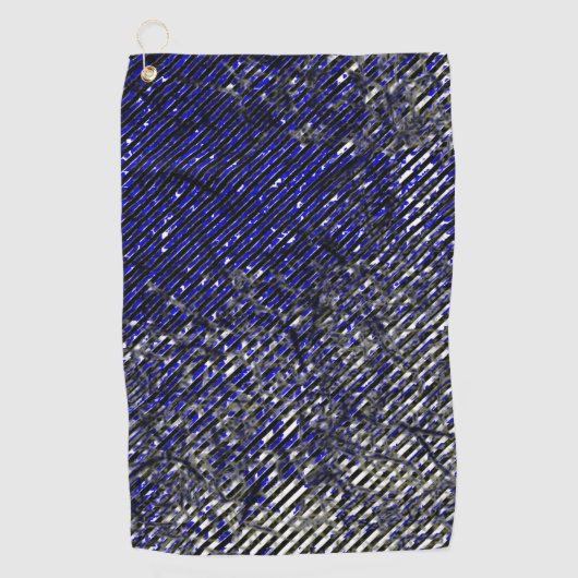 青ストライプ色の剥落 ゴルフタオル (正面)