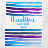 青ストライプ色の可愛い水色ワインラベル ワインラベル (シングルラベル)