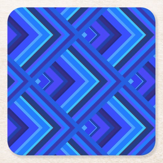 青ストライプ色の尺度 スクエアペーパーコースター (正面)