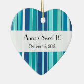 青ストライプ色の線、パターストライプのン、甘い16 セラミックオーナメント (右)