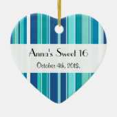 青ストライプ色の線、パターストライプのン、甘い16 セラミックオーナメント (正面)