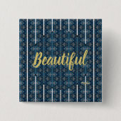 青ストライプ色の美しいボタンby詩人Adiela Akoo 缶バッジ (正面)