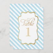 青ストライプ色の表 招待状 (正面/裏面)