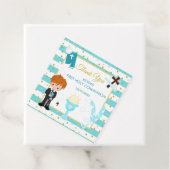 青ストライプ色の赤髪の男の子最初の聖餐式 フェイバータグ (インサイチュ)