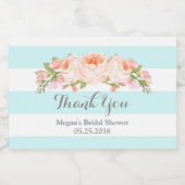 青ストライプ色フローラブライダルシャワーラベル フードラベル (シングルラベル)