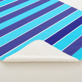 青ストライプ色 シェルパブランケット (3/4)